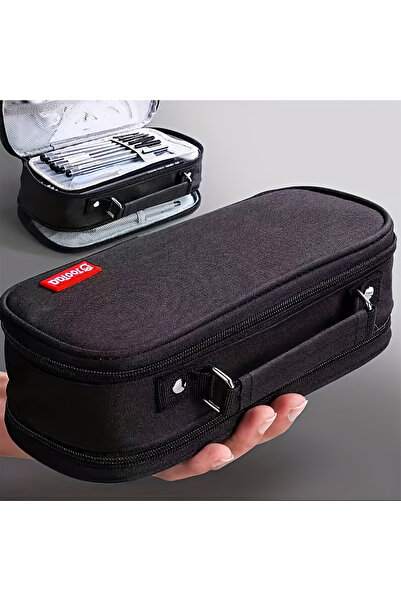 Choice Black Portable Large Capacity Pencil Case Upper Pen Box Multifunctiona...