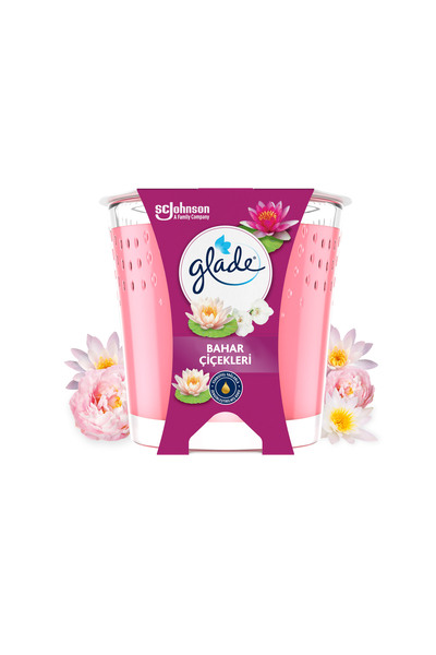 Glade Mum Bahar Çiçekleri Kokulu Mum, Tek Fitilli, 112 g, Esansiyel Yağ İçere...