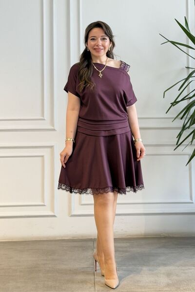 yb yağmur butik Rochie cu dantelă la umeri și la tiv