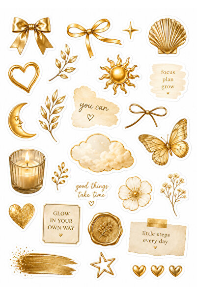hediyeofisi Gold Temalı Sticker Seti Planner Ajanda Bullet Journal Dekoratif ...