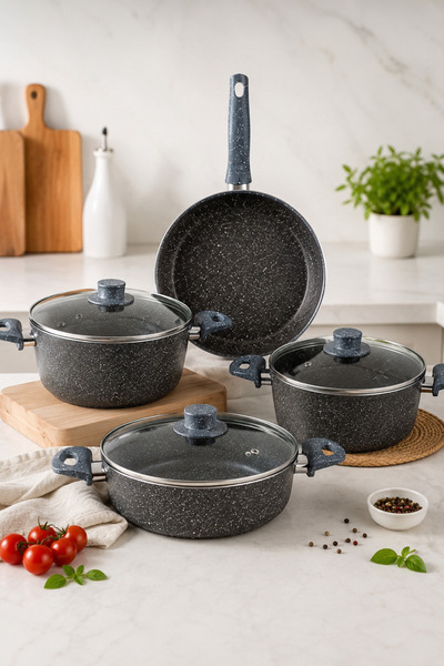 AVANGARDA Granit 7 Parça Trendlon Chef Granit Tencere Seti