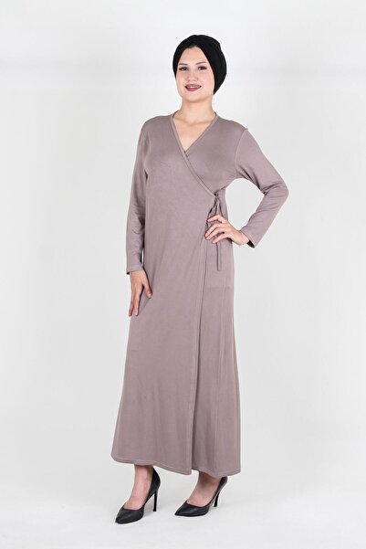 Nisrina Collection Manolya Bağlamalı Pamuklu Penye Namaz Elbisesi