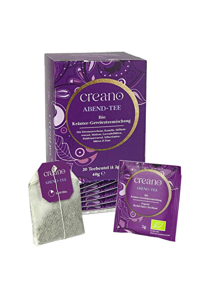 Creano Ceai Organic de Seară, 20 plicuri, aromă de plante și scorțișoară, făr...