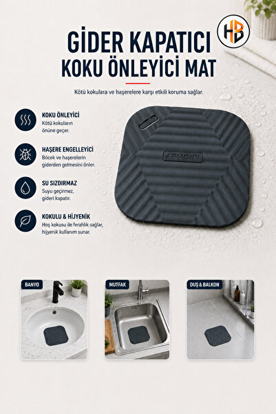 HOBİLON (1 Adet) Banyo Mutfak Lavabo Gider Kapatıcı Koku Önleyici Silikon Mat