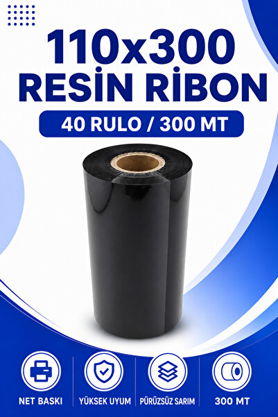 Küresel Etiket Barkod شريط راتنج 110x300 مم |   40 لفة |   300 متر |   متين |...