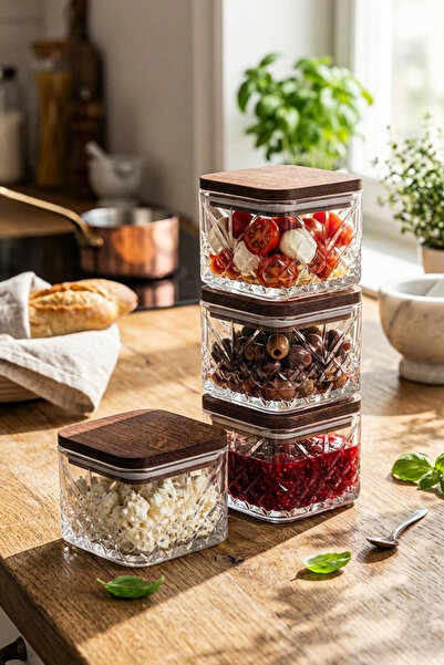 Milla Square 4-Piece Glass Multi-Purpose Glass Snack Bowl with Vacuum Square Lid 230 ml