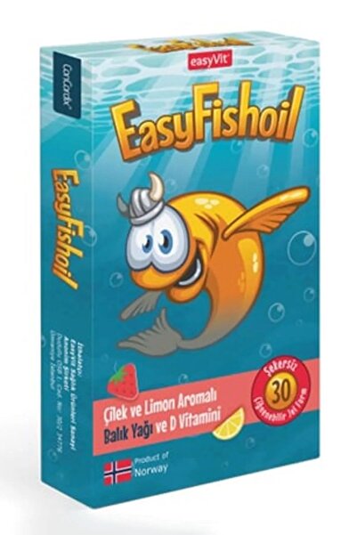 Easy Fishoil EasyFishoil Çocuk Çilek ve Limon Aromalı 30 Çiğneme Tableti