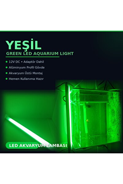 bidevre Akvaryum Ve Araç Içi Led Aydınlatma, 25 Cm, Yeşii, 12 Volt Adaptör Il...
