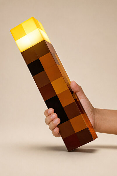 MINDA Minecraft Meşale Led Gece Lambası - Madenci Led Işığı - Şarj Edilebilir...