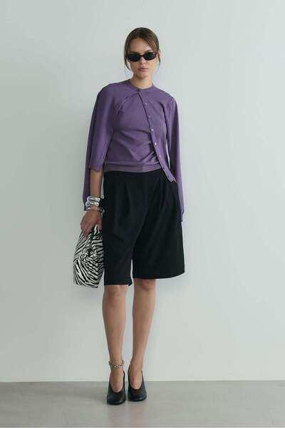Suud Collection Μωβ Λέα Τρίκο Ζακέτα