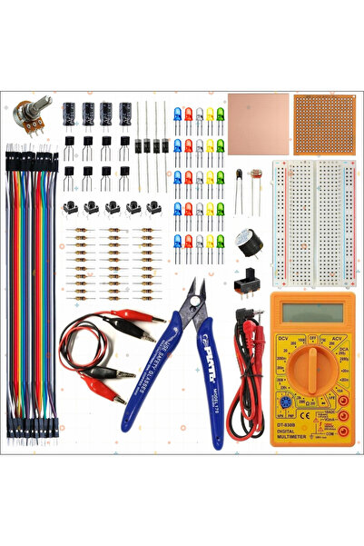 eğiteklab BREADBOARD TEMEL ELEKTRONİK SETİ +DT830D MULTİMETRE + YANKESKİ