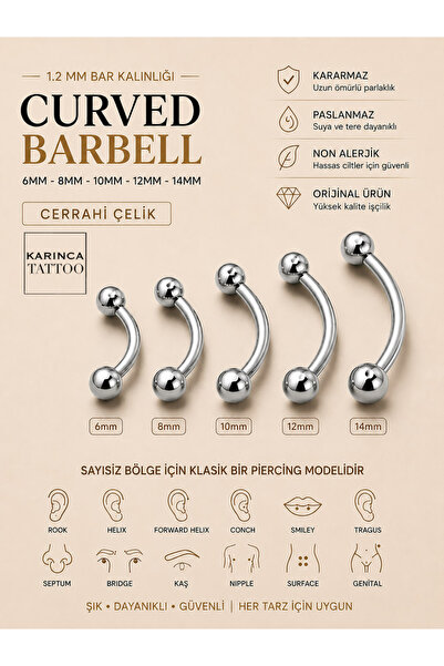 Karınca Piercing Kaş Piercing Tragus Rook Conch Orbital Smiley Septum Surface...