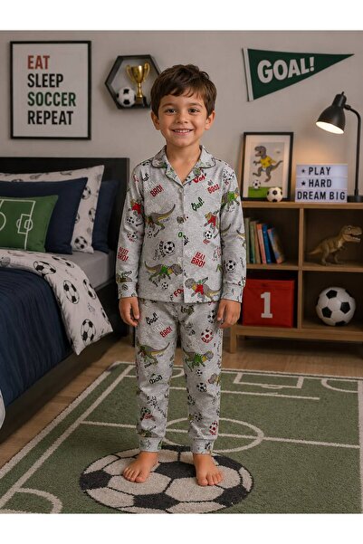 Fil Kids Set de pijamale pentru băieți, 100% bumbac, culoare gri, cu model de...