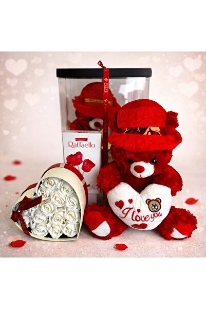 velve Pachet Special Valentine, ursulet de plus, aranjament floral romantic ș...