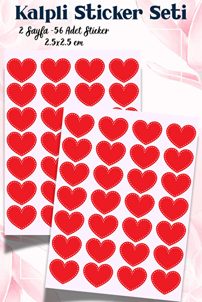 WhimsyWhite Heart Sticker Set - 56 Red Heart Stickers - Teacher Reward Labels...