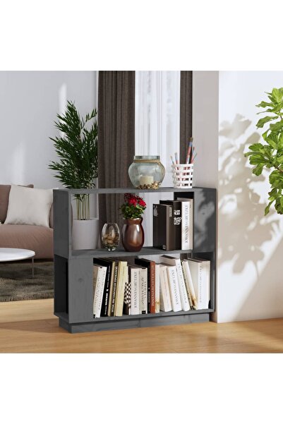 Concept Bibliotecă/Separator cameră, gri, 80x25x70 cm lemn masiv pin