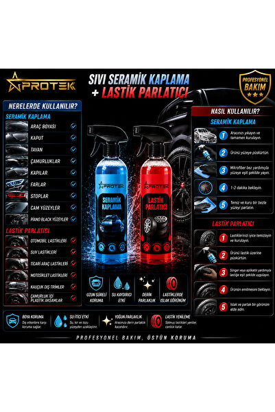 PROTEK Sıvı Seramik Kaplama + Lastik Parlatıcı