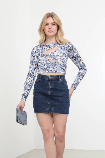 MARKAPIA WOMAN Jacquard Crop Top με λεπτομέρεια παραθύρου