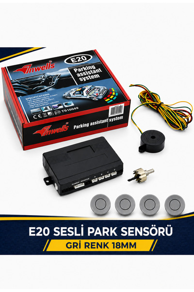 Inwells 18mm Sesli Park Sensörü 4 Lü Gri Geri Vites Park Destek Sistemi Araç ...
