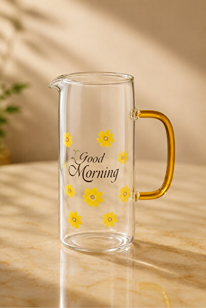 İnterlife Yaz Temalı Çiçekli Sürahi & Karaf 1200 ML Good Morning Yazılı (BULA...