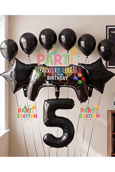Parti Station Gamer Oyuncu Oyun Konsolu Yaş Folyo Balon Seti Gamer Oyuncu Pla...