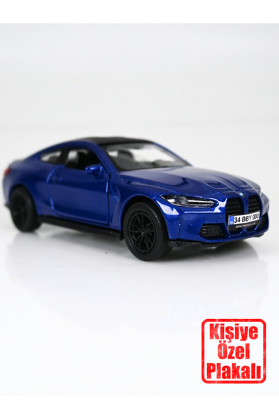 bebeym Bmw M4 Metal Oyuncak Araba - 1:36 Ölçek Özel Plakalı - Mavi Bmw M4 Mod...