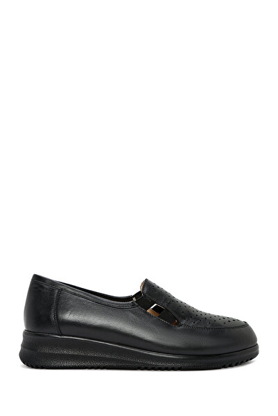 Derimod Kadın Siyah Dolgu Topuklu Deri Ayakkabı, Comfort Loafer 26PFD410318
