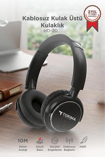 Torima Bluetooth Kulaklık Kulak Üstü Kablosuz Kulaklık HD20 Siyah