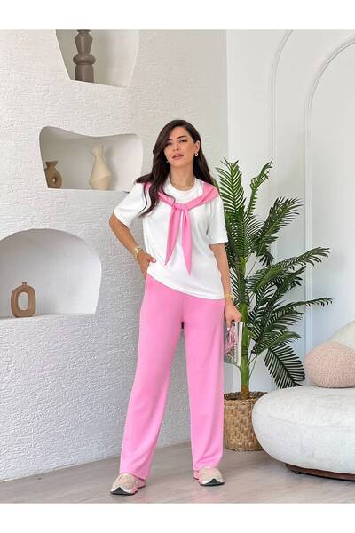 Shawl Collar Garnish Modal Fabric Women's Tracksuit Lycra Cotton Casual Casual Casual and Stylish BOTTOM TOP SUMMER TRACKSUIT