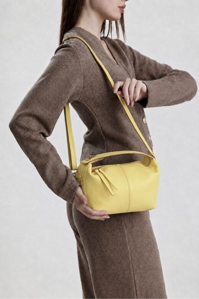 Çantacımstore Women's Archel Leather Clutch Bag Yellow