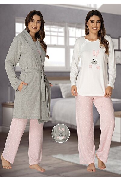 ByLohusa Set de pijama de maternitate Effortt roz cu halat
