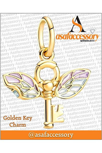 asaf Golden key charm | gümüş kaplama