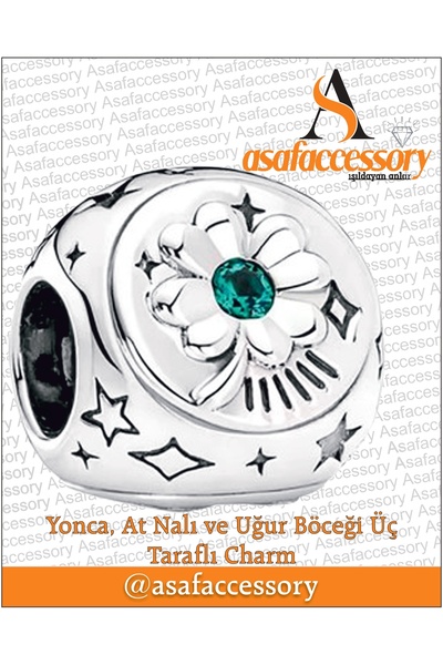 asaf Yonca , at nalı , uğur böceği üç yönlü charm | gümüş kaplama