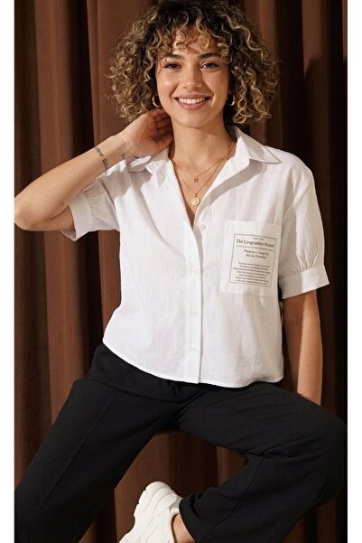 EsSo butik Women's Short Sleeve Patch Detailed 100% Cotton Fabric Mix Design ...