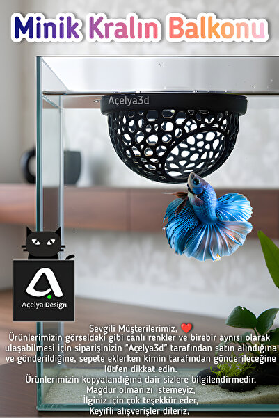 açelya3d منطقة استراحة وعش تكاثر أسماك البيتا - عش رغوي نصف دائري مدعوم (لون ...