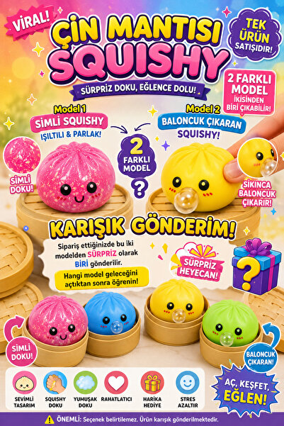 HEDİYEVİM Squishy Dumpling Sürpriz Model Simli veya agzından Baloncuk çıkaran...