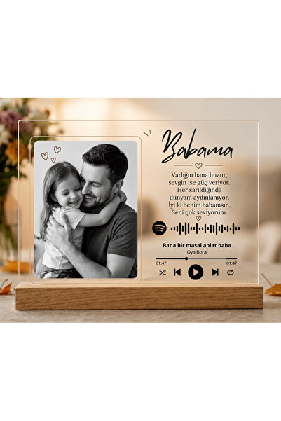 photonom Babalar Gününe Özel Resimli Spotify Kodlu Şeffaf Plak - Babalar Günü...