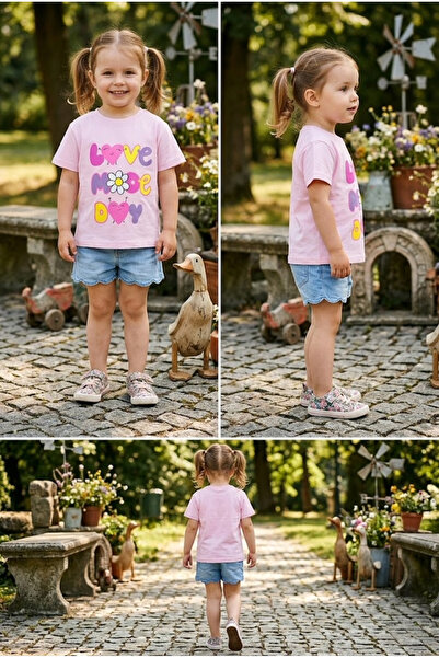 meyastore Girl's T-Shirt Love Mooe Day Printed