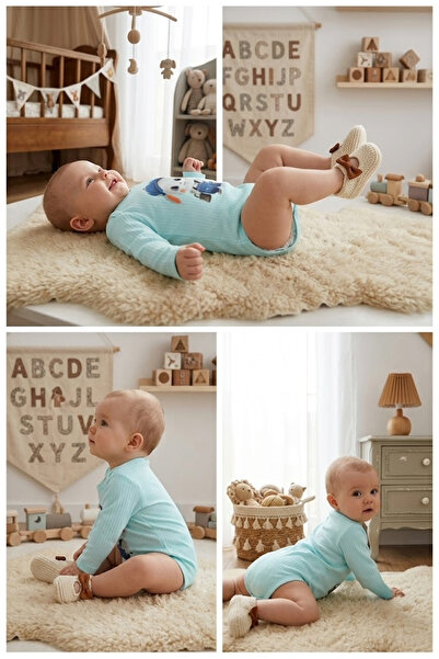 meyastore Rabbit Printed Long Sleeve Baby Bodysuit