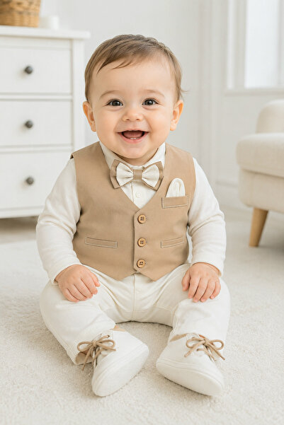 Calide Baby&Kids Erkek Bebek Papyon & Kravatlı Özel Gün Kıyafeti - 7'li Set M...