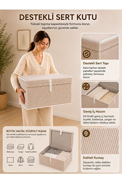 Helen's Home Large Boy Kıyafet Düzenleyici Hurç 50x40x30 cm Katlanır Elbise Saklama Kutusu Organizer MAXİ