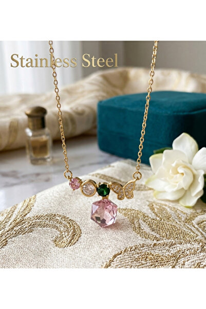stainless steell Gold Colored Chain - Mixed Motif Steel Necklace