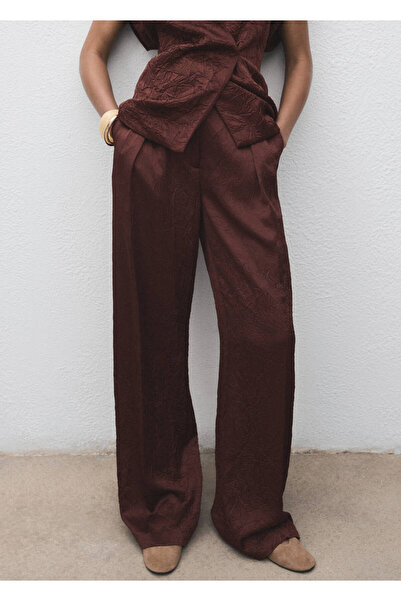 MANGO Woman Pantaloni cu aspect încrețit și croială dreaptă