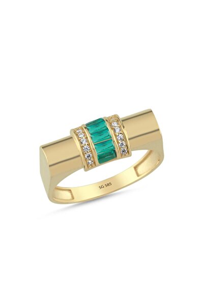 Sembol Gold 14 Ayar Emerald Baget Taşlı Altın Yüzük