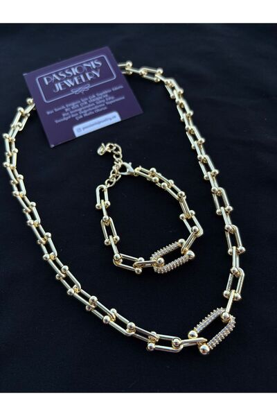 Passionis Jewelry Gold Chain Model Zircon Stone Jewelry High Quality Necklace Bracelet Set