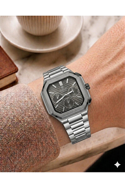 Reward Men's Smoked Metal Cord Square Case Smoked Dial Function Wristwatch 2 ...