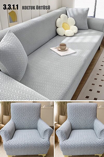 uzhanem Jakarli Koltuk Örtüsü 3.3.1.1 Koltuk Kılıfı Takımı Sofa Cover Ev Teks...