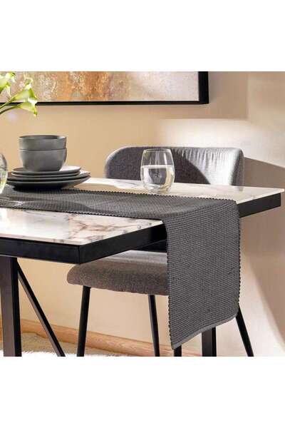 PAN HOME مفرش طاولة أريا مضلع 33×120 سم - رمادي