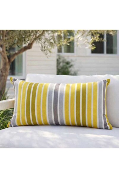 PAN HOME Tonal Stripe Print Lumbar Pillow With Zipper Closure 240 Gsm - 30x50...