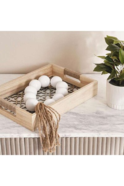 PAN HOME Alida Wooden Decor Beaded Garland Dia5x48cm - White